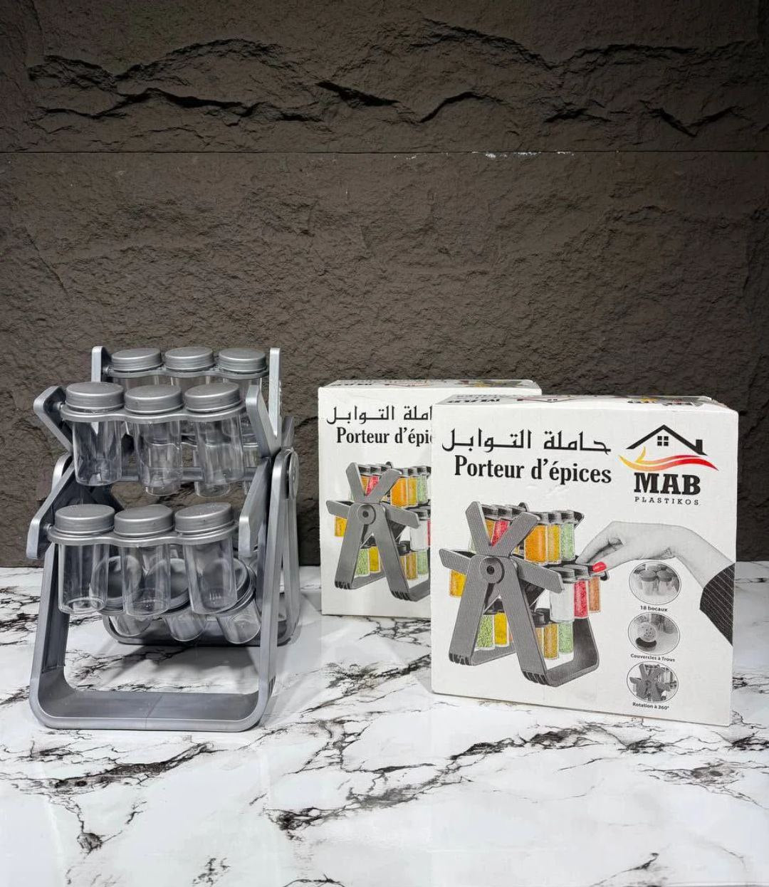 منظّم توابل دوّار عملي – دوران سلس، ترتيب أنيق